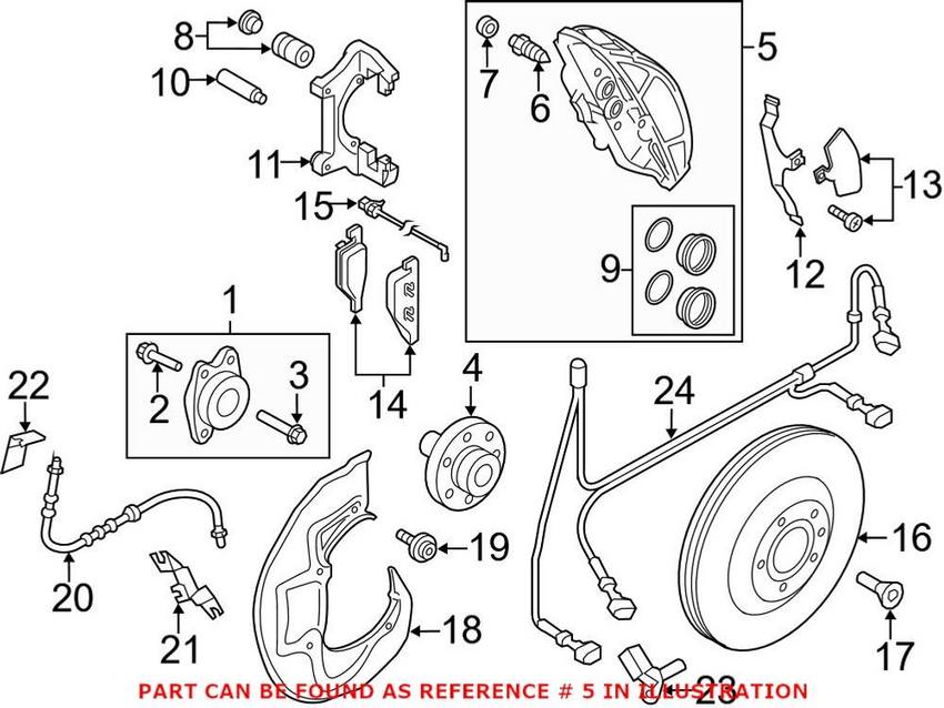 Audi Disc Brake Caliper - Front Passenger Side 8R0615124A